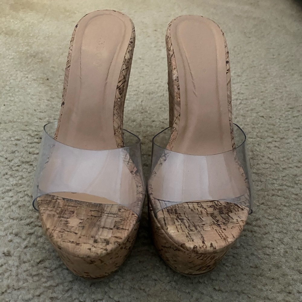Clear wedge heels
